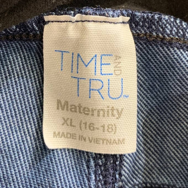 Time &amp; Tru XL Maternity Stretch Panel Cotton Blend Denim Tapered Dark Wash Jeans