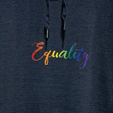 Hand Printed Upcycled XS Equality LGBTQ Pride Rainbow Cowl Neck Long Slv Sweater