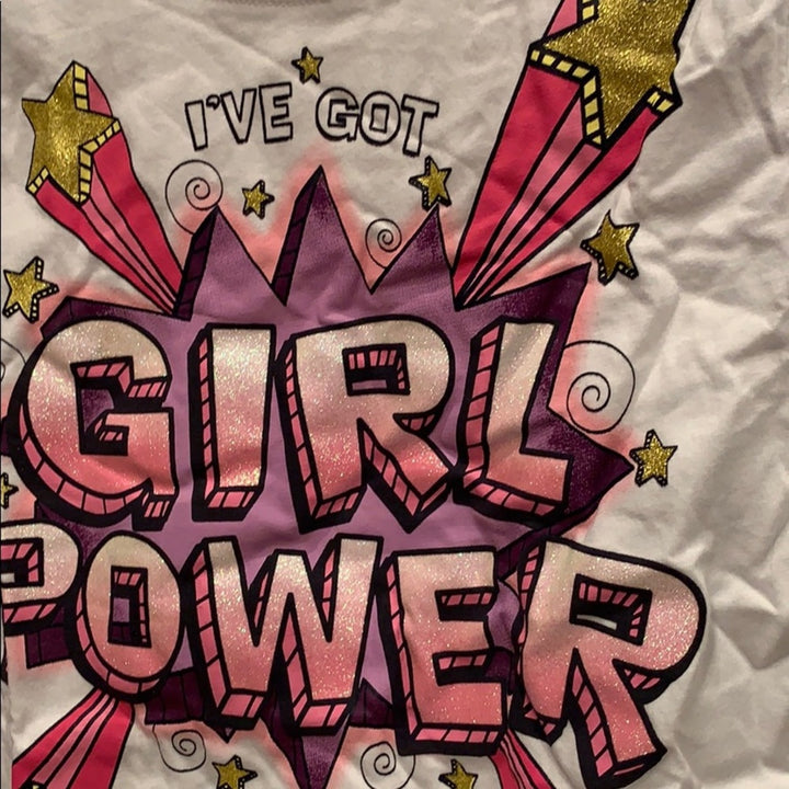New 1989 Childrens Place Girls Medium Pink Power Puppy Glitter T-Shirt Pair