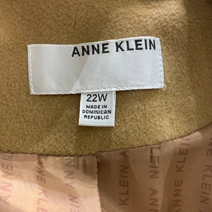 Anne Klein 22W Plus Camel Wool Cashmere Blend Single Breasted Tan Walker Coat
