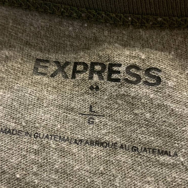 Express Mens Large 1/4 Button Long Sleeve Cotton Blend Baseball Raglan Tee Shirt