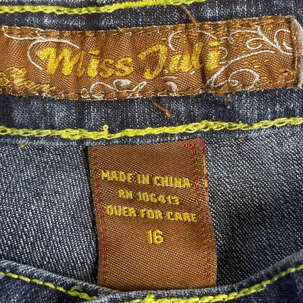 Miss Juli Plus Size 16 Stretch Cotton Blend Cool Pocket Swirl Denim Blue Jeans