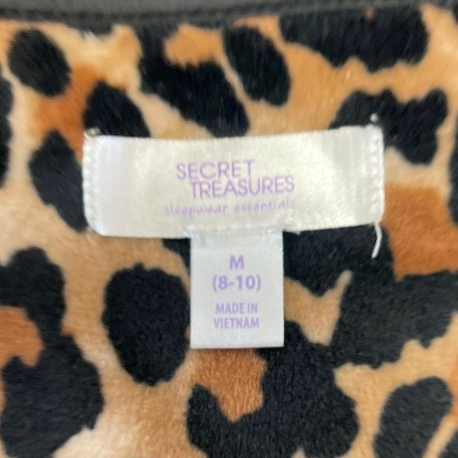 Secret Treasures Med Sleepwear Super Soft Leopard Spot Long Sleeve Crew Neck Top