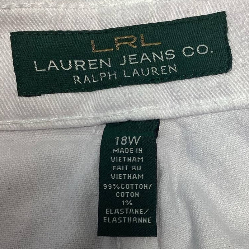 Lauren Ralph Lauren Womens Plus Size 18W White Denim Stretch Cotton Jeans