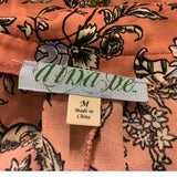 Aine Be Womens Medium Ruffled Cold Shoulder Floral Boho Polyester Blouse Top