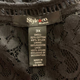 Style & Co Woman 3X Long Sleeve Lacy Hi Low Tunic w Front Torso Lining Blouse