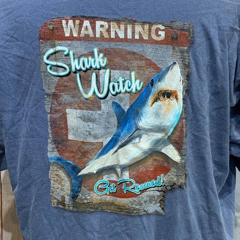Warning Shark Watch Get Rescued XL Short Sleeve Miami Seaqarium Souvenir Tee