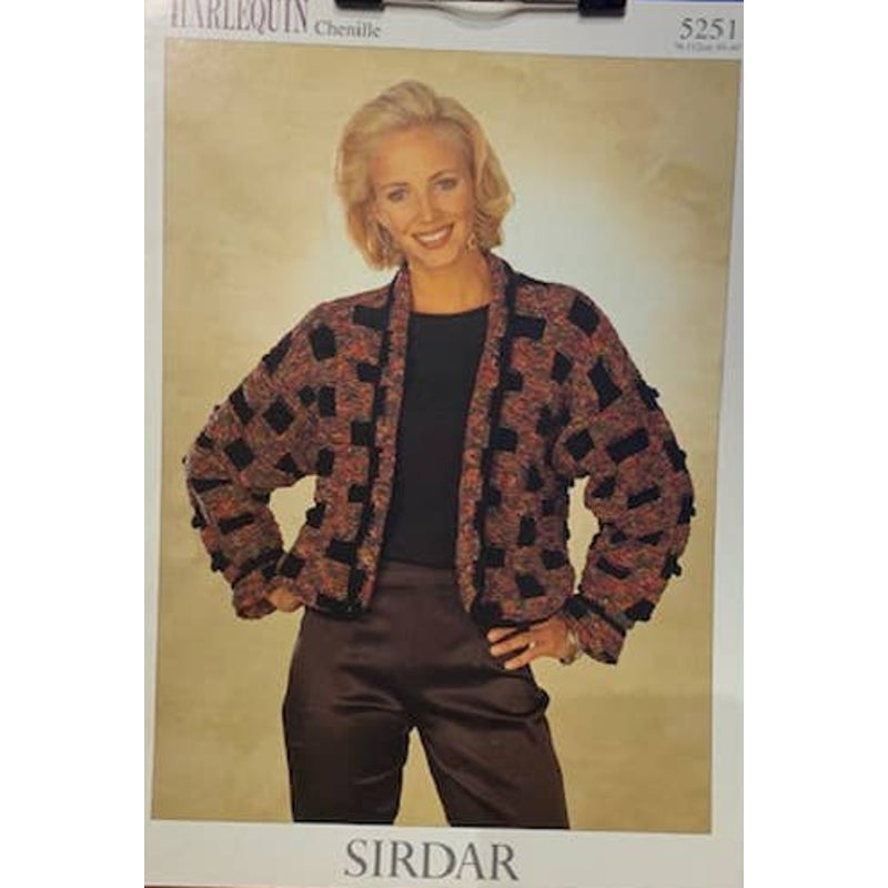 New Sirdar 5251 Harlequin Chenille Modern Jacket Sweater Knitting Pattern