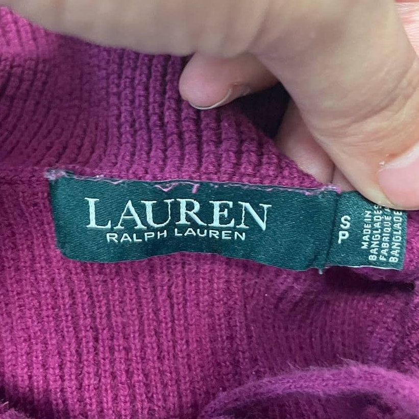 Lauren Ralph Lauren Womens Small Mock Turtleneck Waffled Long Sleeve Sweater