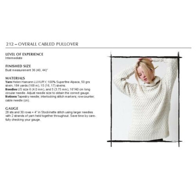 New Helen Hamann 212 Overall Cabled Pullover Turtleneck Sweater Knitting Pattern