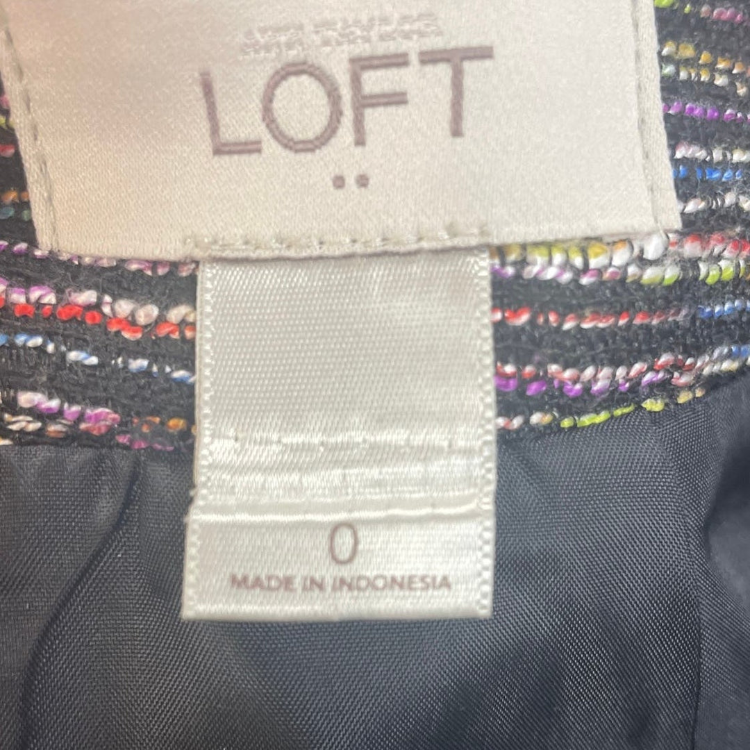LOFT Womens Size 0 Color Slub Polyester Blend Lined Career Short Pencil Skirt