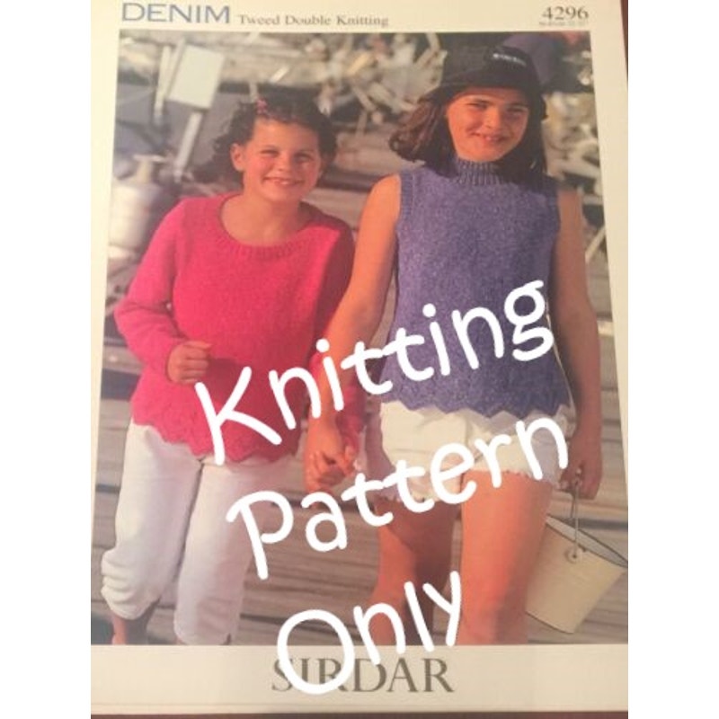 New Sirdar 4296 Denim Tweed Child Double Knitting Pullover Sweater Top Pattern