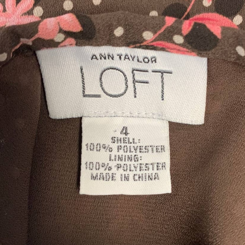 Ann Taylor LOFT Size 4 Polyester Knee-Length Flutter Floral Polka Dot Skirt