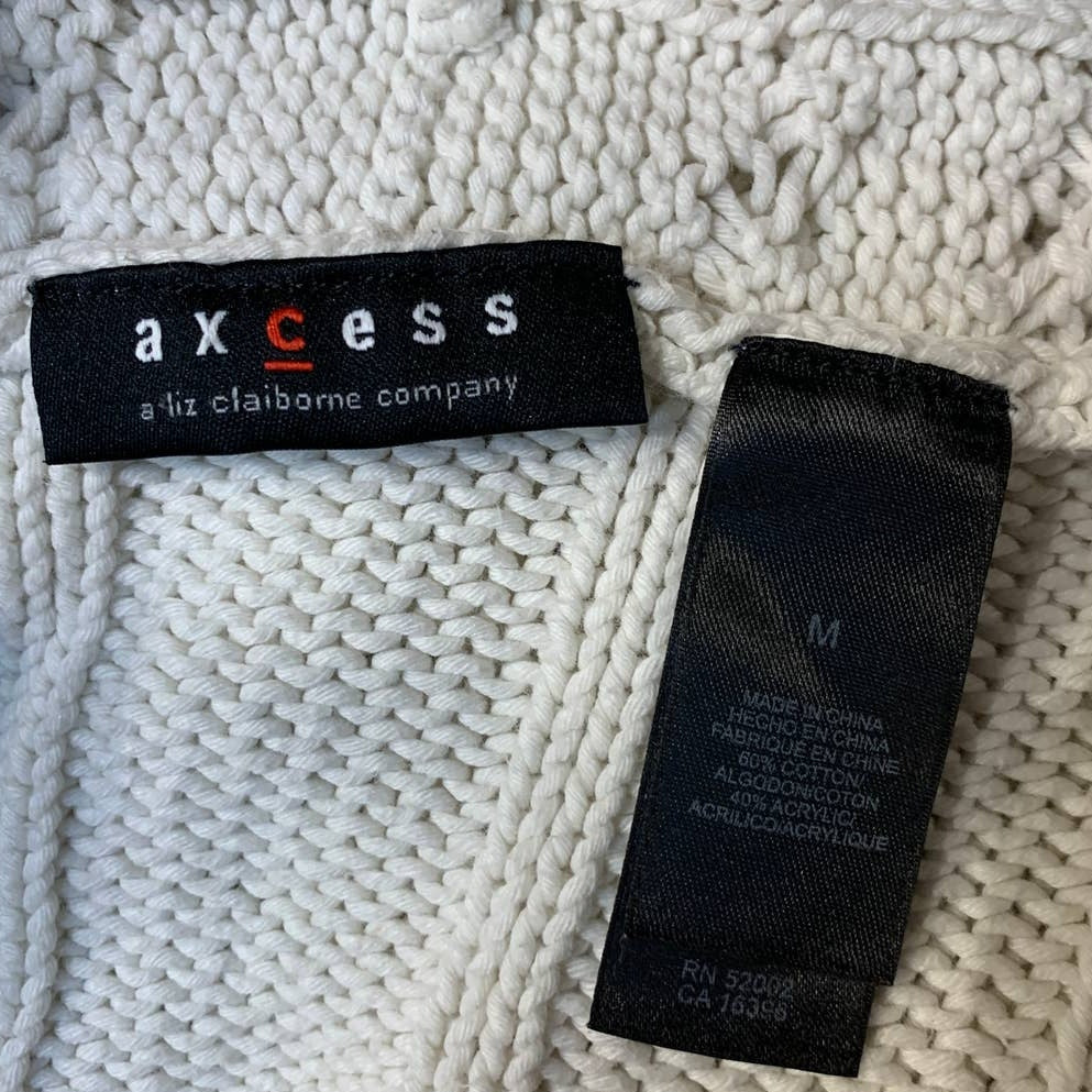 Axcess Liz Claiborne Medium Cotton Blend Cabled Long Open Cardigan Sweater