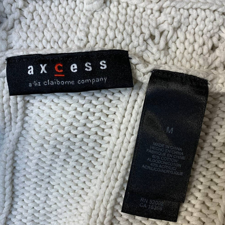 Axcess Liz Claiborne Medium Cotton Blend Cabled Long Open Cardigan Sweater