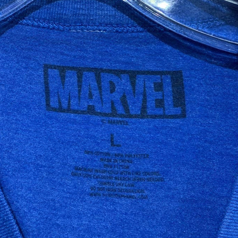 Marvel  Mens Large Captain America Red White Blue Cotton Blend Short Sleeve Tee