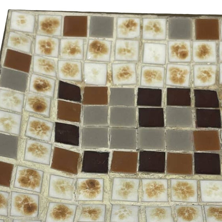 Vintage 1970s Handmade Small Stone Mosaic Gold Toned Candy Dish Ash Tray