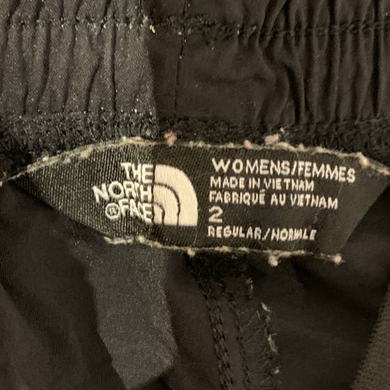 The North Face Womens Sze 2 Regular Long Black Nylon Elastic Waist Pants Pockets