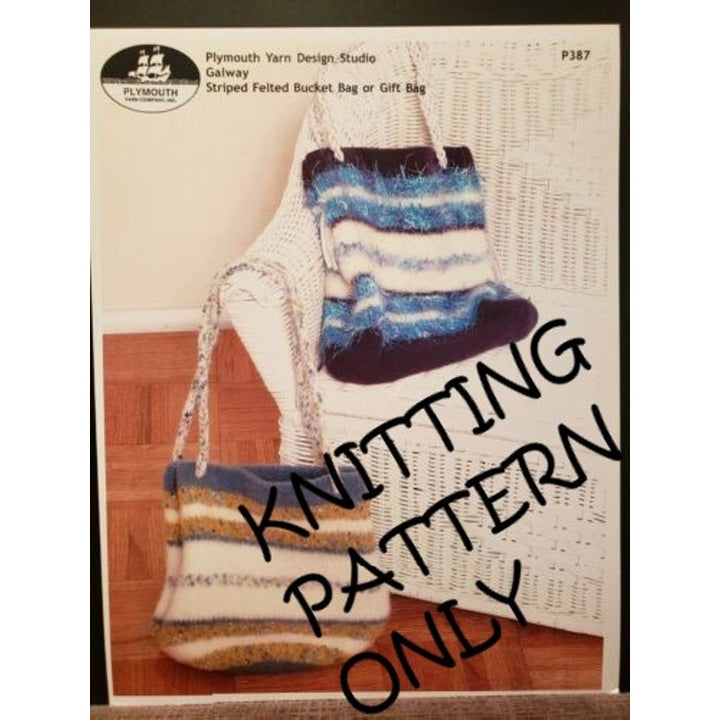 New Plymouth Design Studio P387 Galway Striped Felted Bucket Gift Bag Pattern