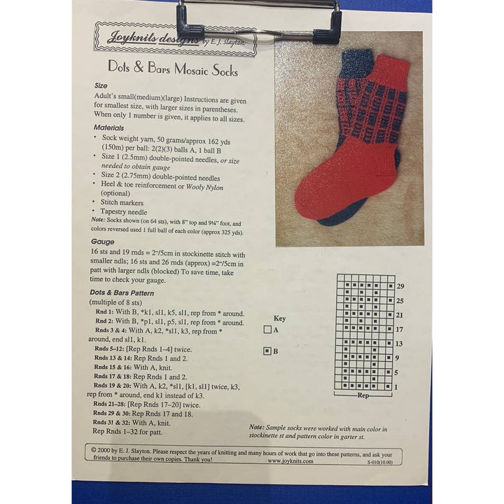 New Joyknits Designs by EJ Slayton Dots &amp; Bars Mosaic Socks Knitting Pattern