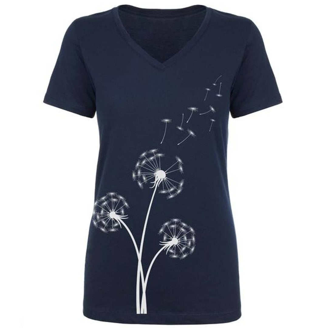 New Hand Printed Womens Large Make A Wish Dandelion Short Sleeve Tee w Necklace