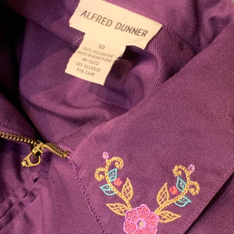 Alfred Dunner Size 10 Grandma Core Floral Embroidered FullZip Lightweight Jacket