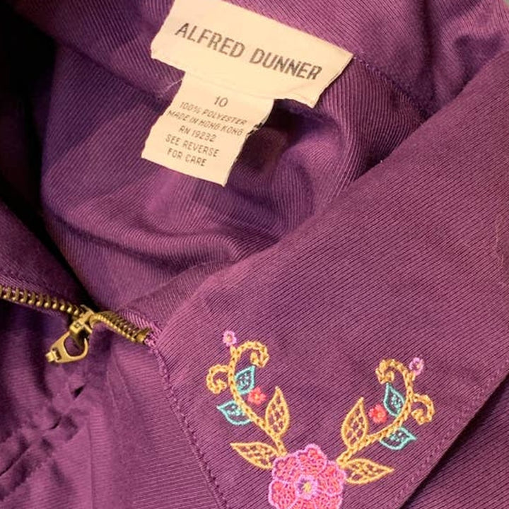 Alfred Dunner Size 10 Grandma Core Floral Embroidered FullZip Lightweight Jacket