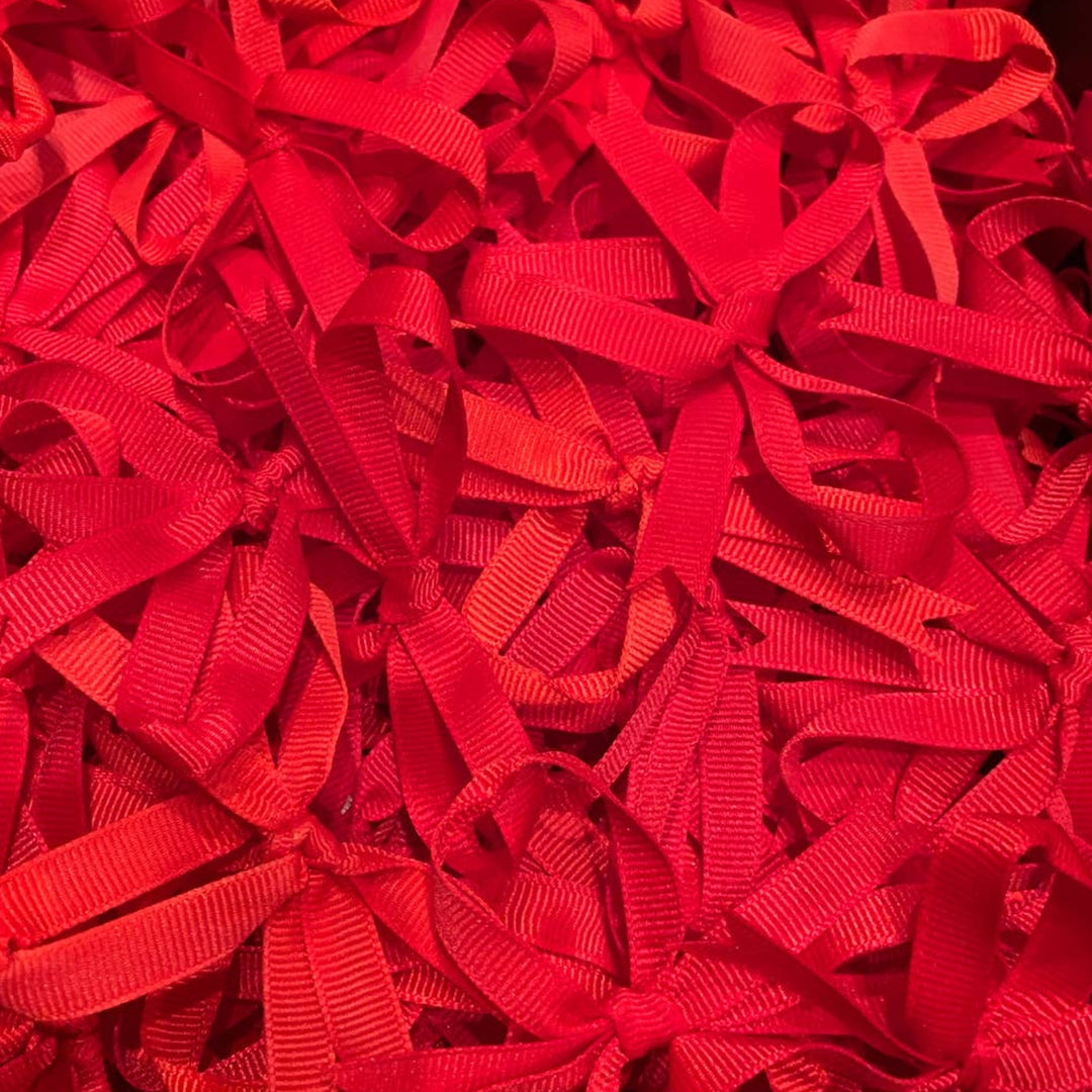 72 Pre-Tied Starched 3 Dozen Grosgrain Red Ribbon Craft Bows Christmas Ornaments