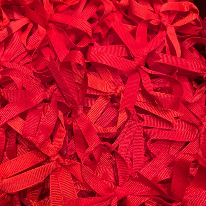 72 Pre-Tied Starched 3 Dozen Grosgrain Red Ribbon Craft Bows Christmas Ornaments