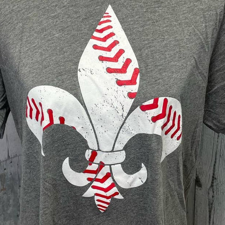 Arch Apparel Womens Large Fleur De Lis St Louis Baseball Crew Neck Tee Shirt