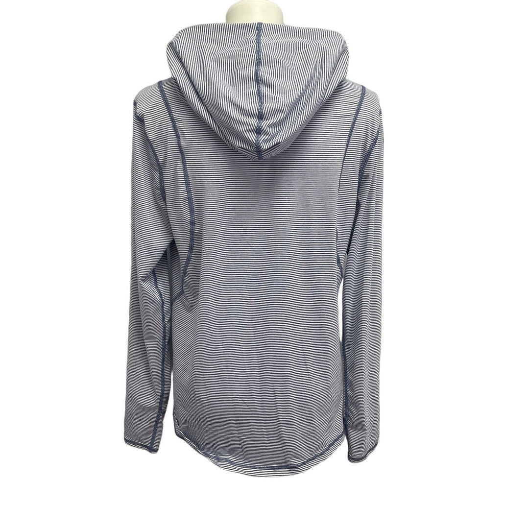 Danskin Now Womens Medium Striped Lightweight Yoga Hoodie w Thumbholes