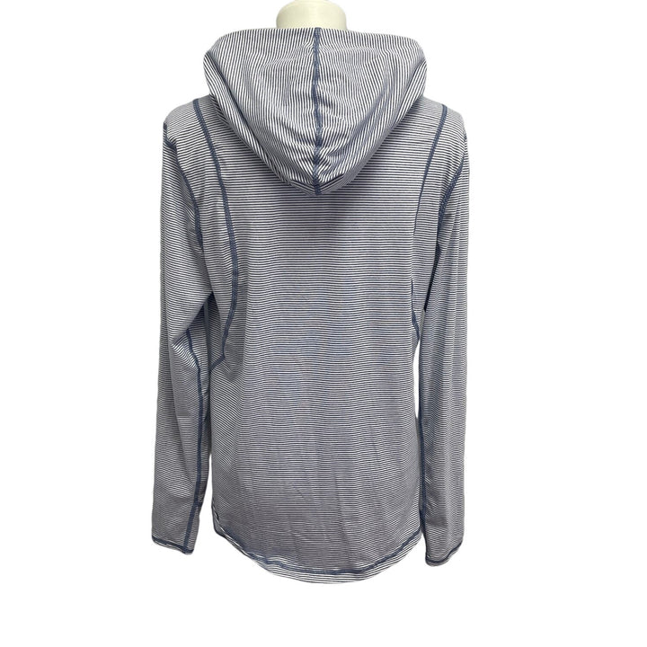 Danskin Now Womens Medium Striped Lightweight Yoga Hoodie w Thumbholes