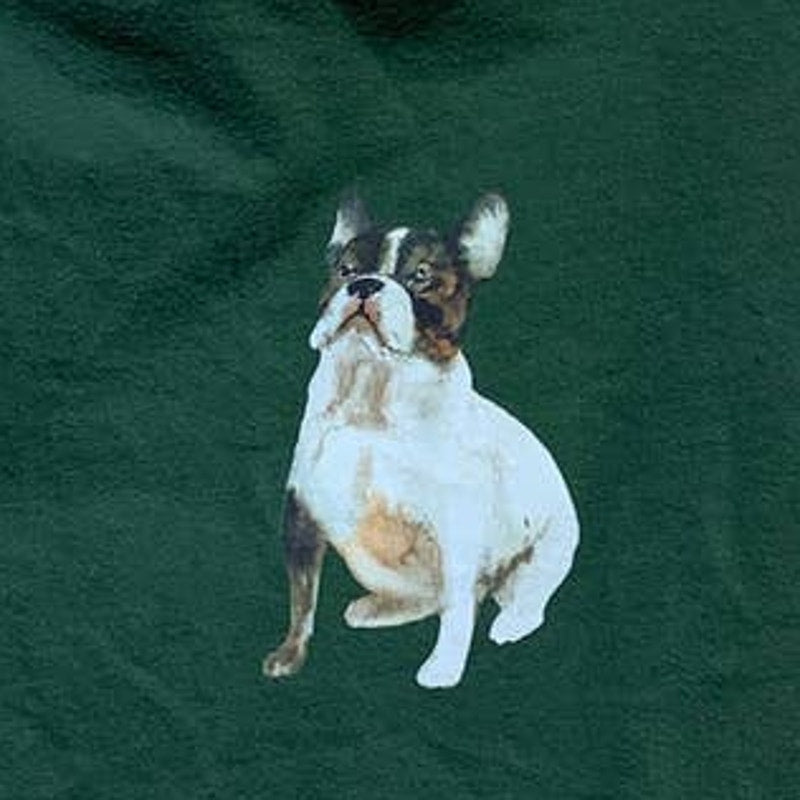 Hand Printed Upcycled Child Medium Size 8 Boston Terrier Puppy Dog Cotton Tee