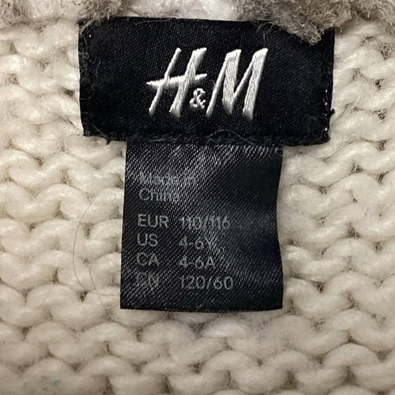 H&amp;M Child Size 5 Sleeveless Faux Fur Wool Blend Open Cardigan Knit Sweater Vest