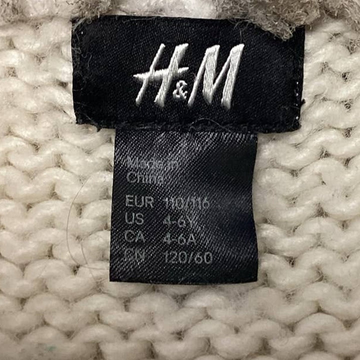 H&amp;M Child Size 5 Sleeveless Faux Fur Wool Blend Open Cardigan Knit Sweater Vest