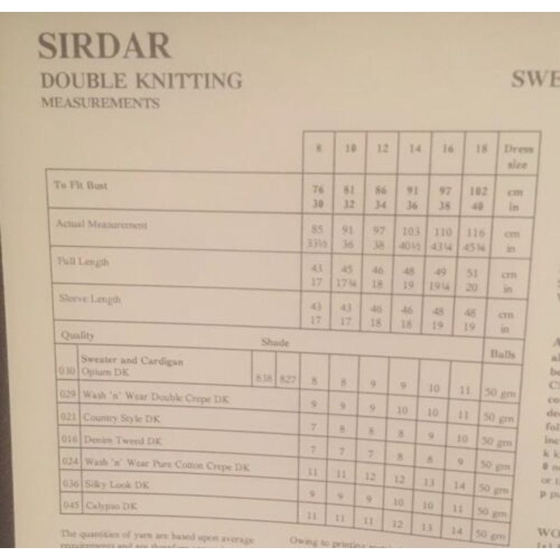 New Sirdar 5452 Opium Double Knitting Pullover Cardigan Sweater Knitting Pattern