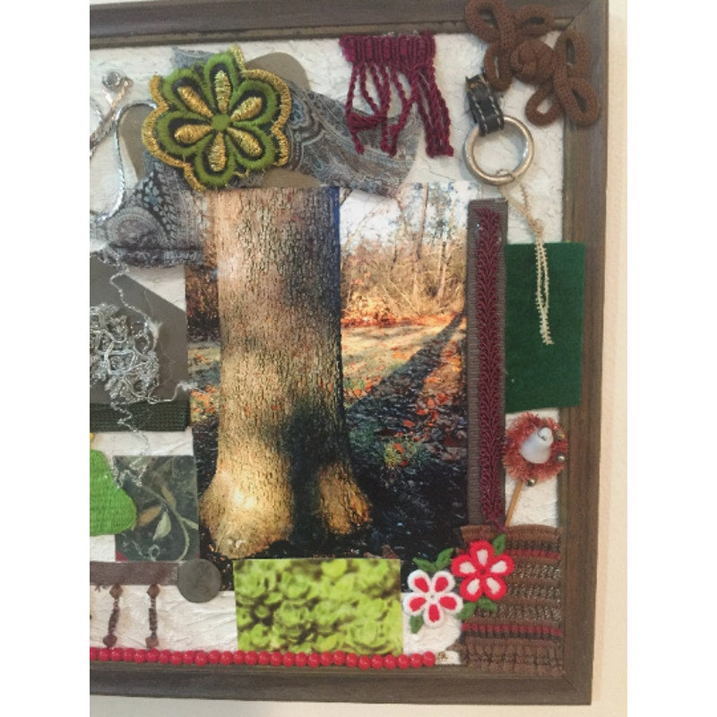 Handmade Forest Tree Berries Nature Photography Mixed Media Collage Wall Art