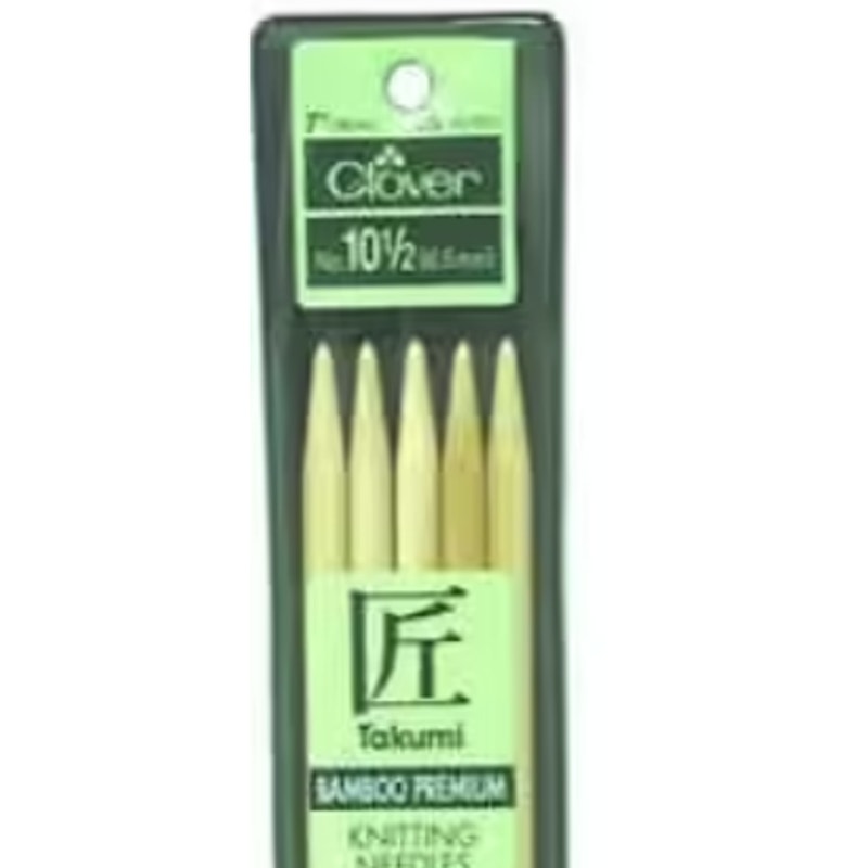 Clover Takumi Bamboo Double-Pointed Knitting Needles, 7-Inch, US 10.5 / 6.5 mm, 10-Needle Set