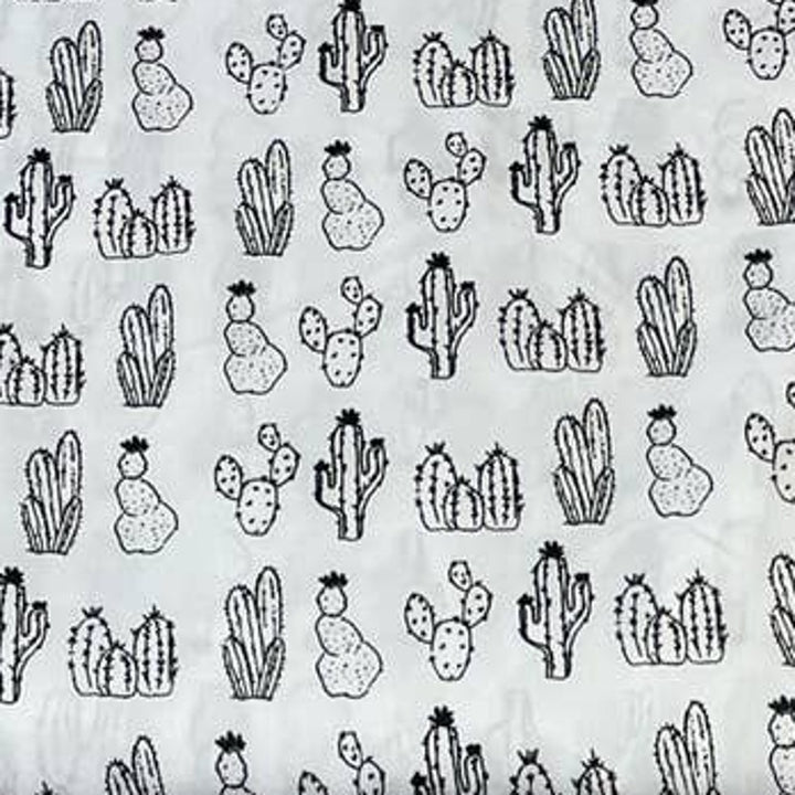 Room Essentials Twin XL Succulent Cactus Black White 100% Polyester Flat Sheet