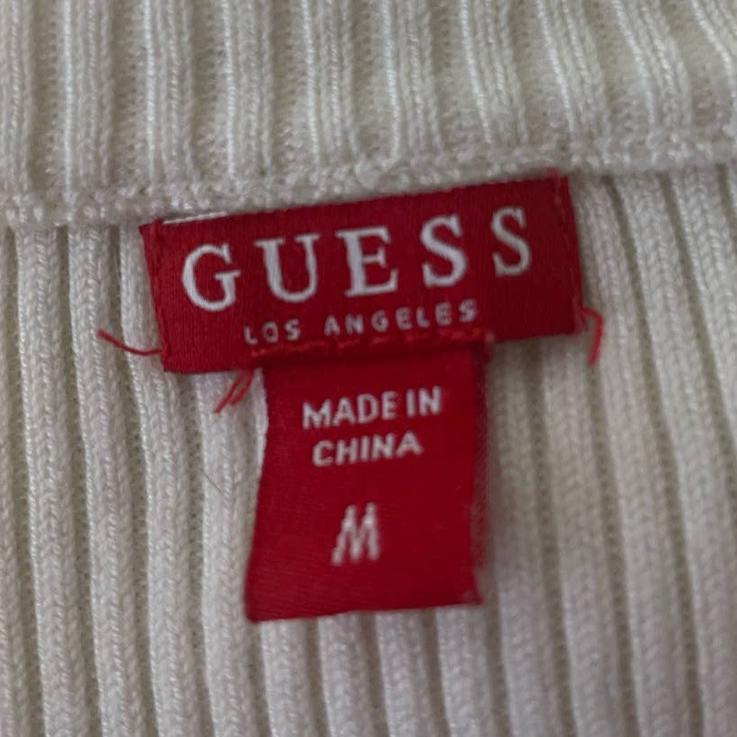 Guess Womens Medium Long Sleeve Half Zip Stripe Cotton Blend Pullover Sweater