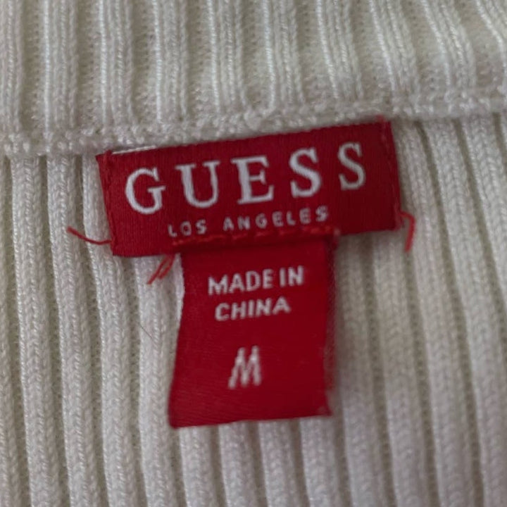 Guess Womens Medium Long Sleeve Half Zip Stripe Cotton Blend Pullover Sweater