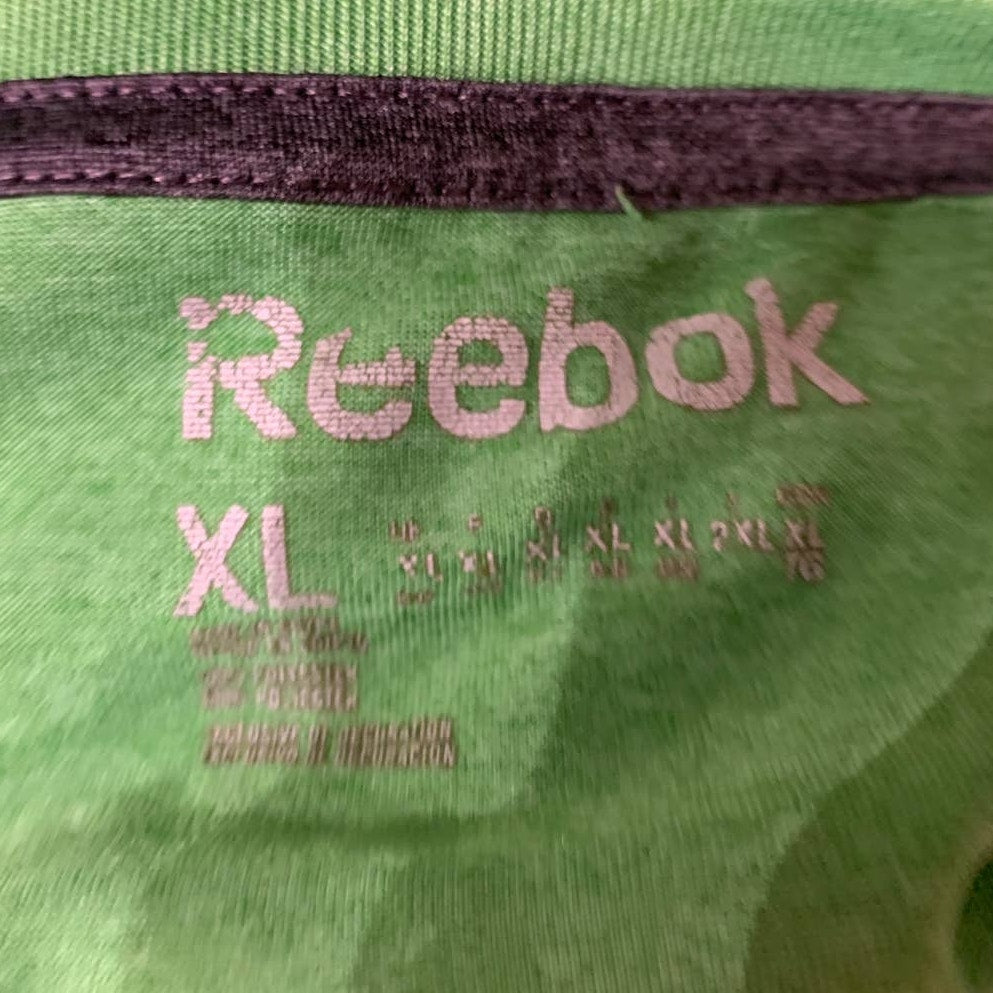 Reebok XL Mens Green Short Sleeve 100% Polyester Crew Neck Athletic Tee