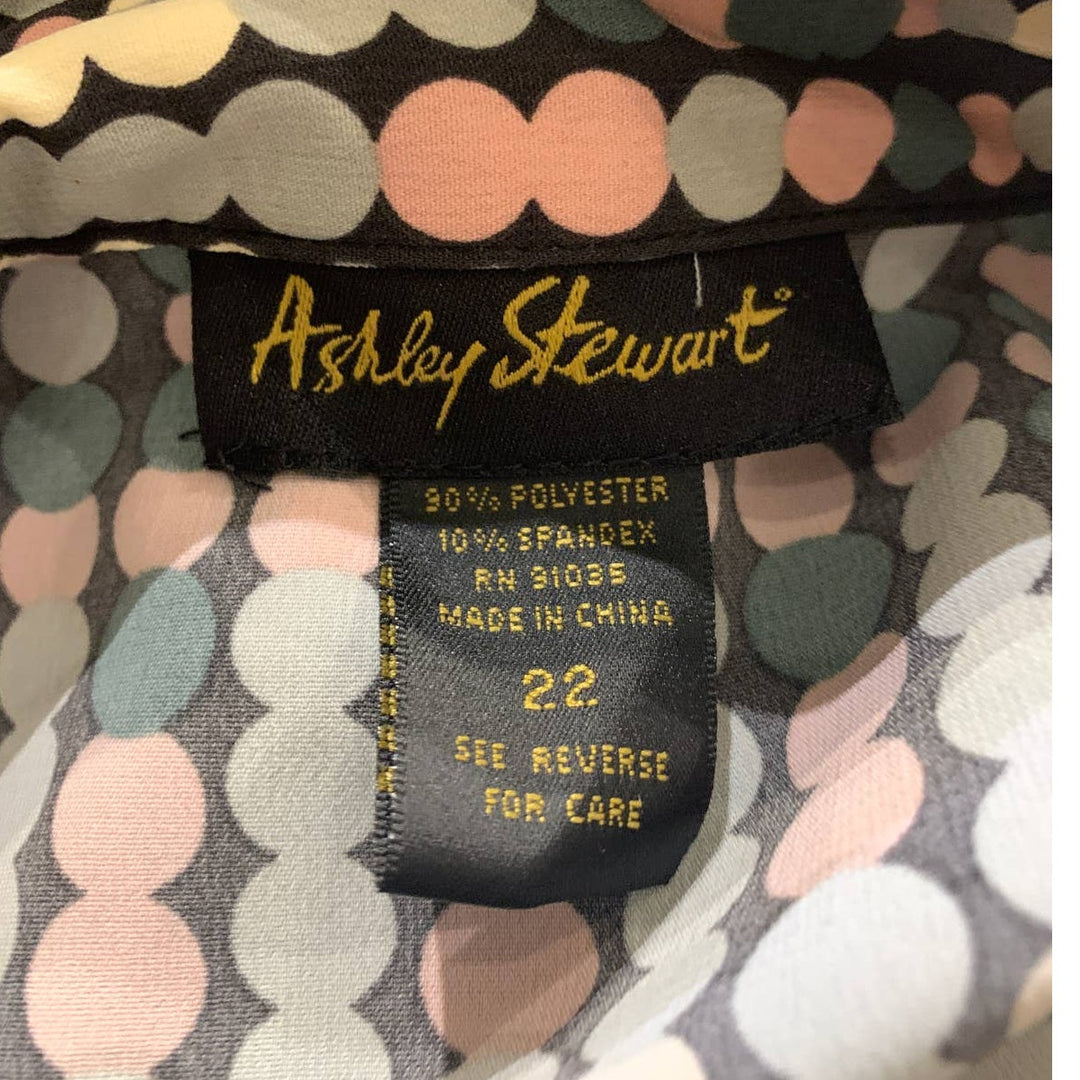 Ashley Stewart Plus Size 22 Polka Dot Long Sleeve Career Wrap Blouse Top