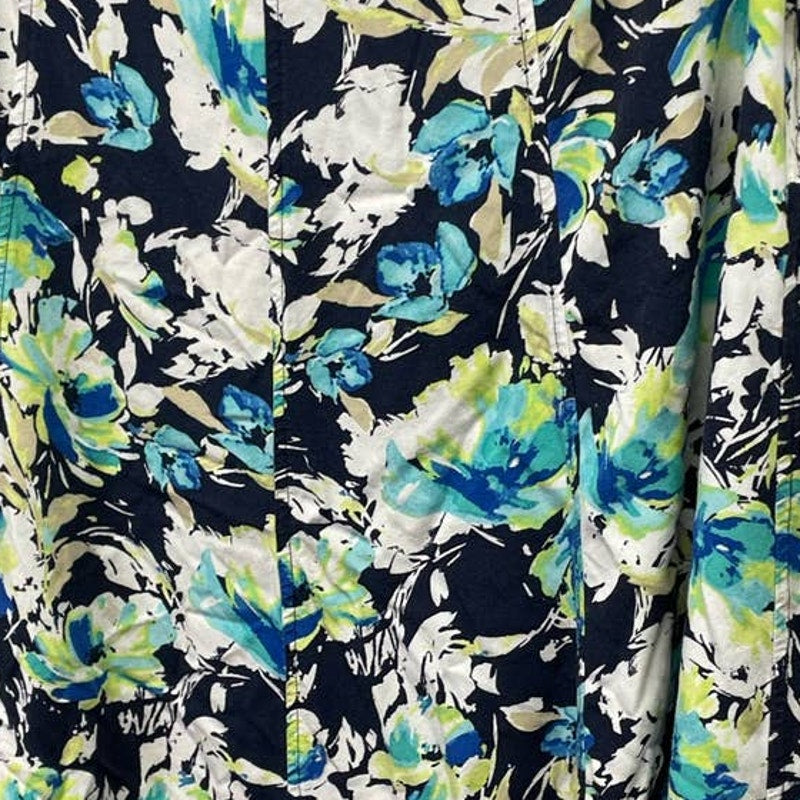 Christopher &amp; Banks Womens Size 16 Side Zip 100% Rayon Floral Midi A-Line Skirt