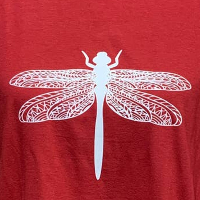New Hand Printed Mens Large Dragonfly Short Sleeve Soft Cotton Crew Neck Tee