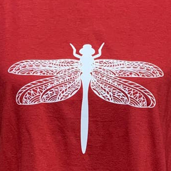 New Hand Printed Mens Large Dragonfly Short Sleeve Soft Cotton Crew Neck Tee