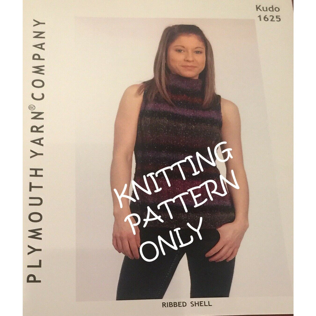 New 2009 Plymouth 1625 Kudo Ribbed Shell Sleeveless Sweater Knitting Pattern