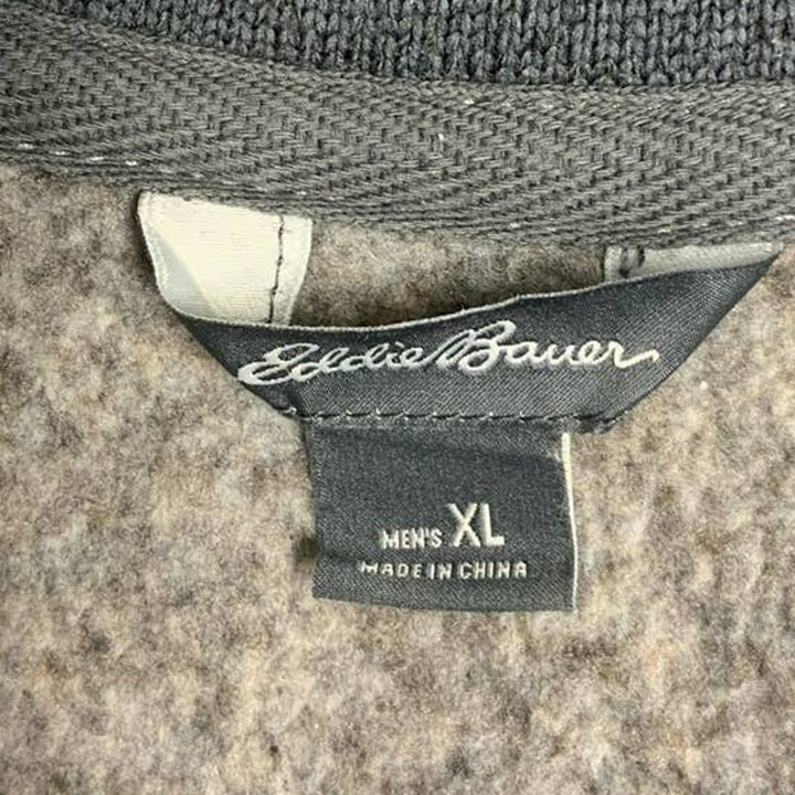 Eddie Bauer Mens XL Brown Long Sleeve Quarter Zip Polyester Pullover Sweater