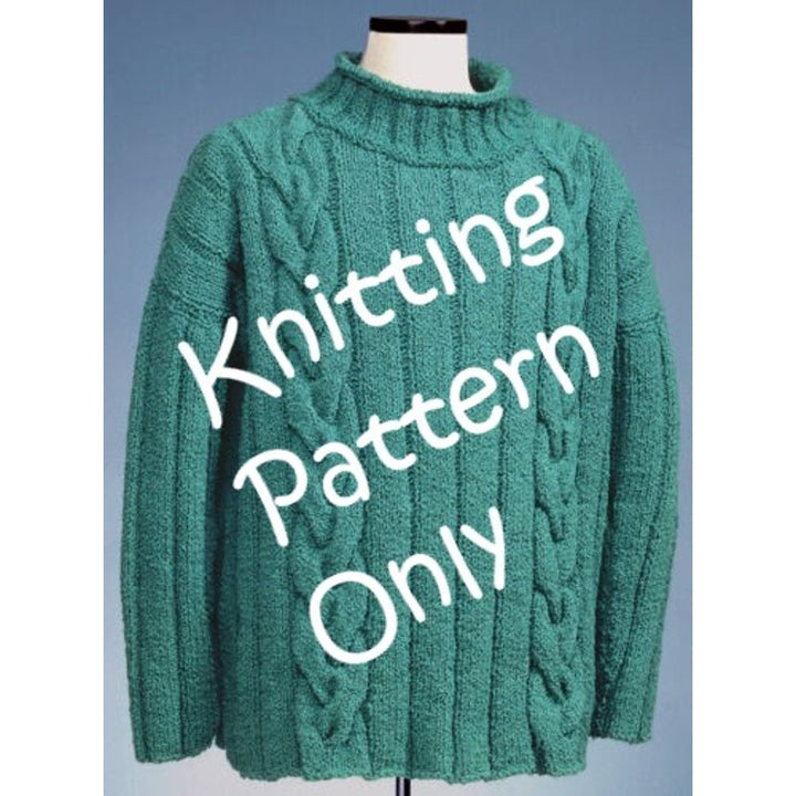 New Sue McCain Vermont Fiber Design 121 Cable Wide Rib Rollneck Pullover Pattern