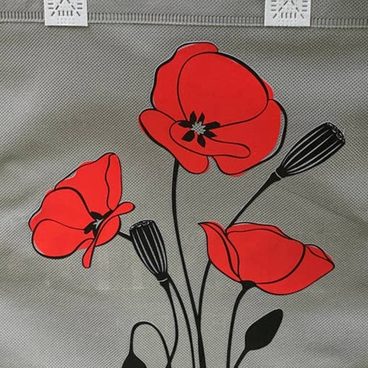 Upcycled Hand Printed Red Poppy Poppies Flower Saving the Planet Tote Bag